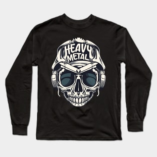 Heavy Metal Skull Headphones Long Sleeve T-Shirt